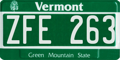 VT license plate ZFE263