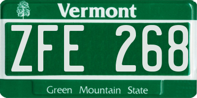 VT license plate ZFE268
