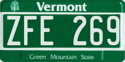 VT license plate ZFE269