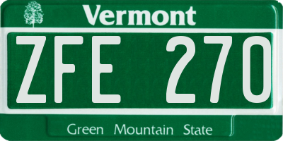 VT license plate ZFE270