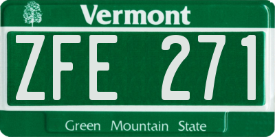 VT license plate ZFE271