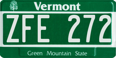 VT license plate ZFE272