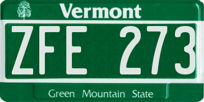 VT license plate ZFE273