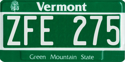 VT license plate ZFE275