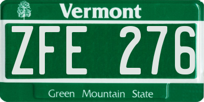 VT license plate ZFE276