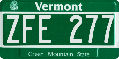 VT license plate ZFE277