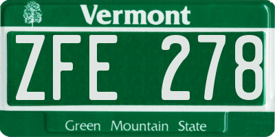 VT license plate ZFE278