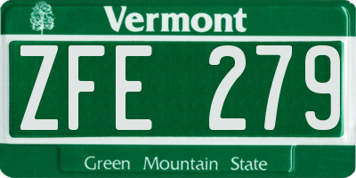 VT license plate ZFE279