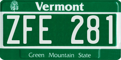 VT license plate ZFE281