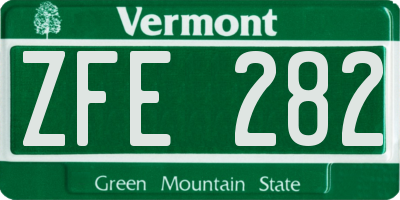 VT license plate ZFE282