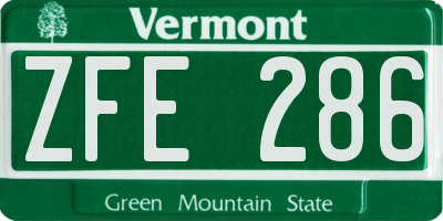 VT license plate ZFE286