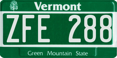VT license plate ZFE288