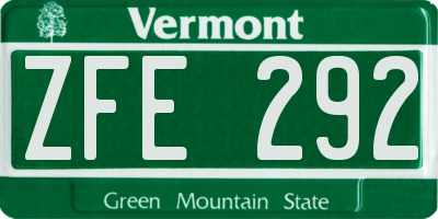 VT license plate ZFE292