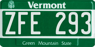 VT license plate ZFE293