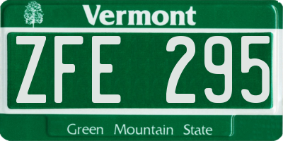 VT license plate ZFE295