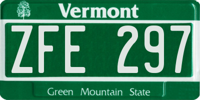 VT license plate ZFE297