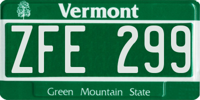 VT license plate ZFE299