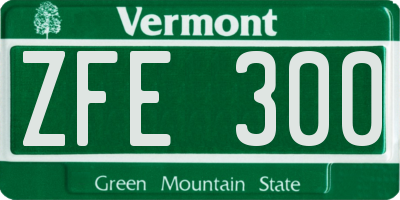 VT license plate ZFE300
