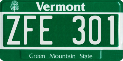 VT license plate ZFE301