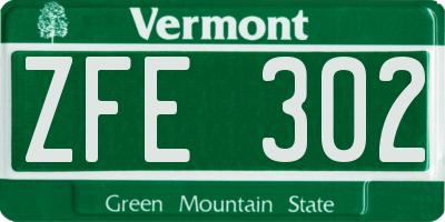 VT license plate ZFE302