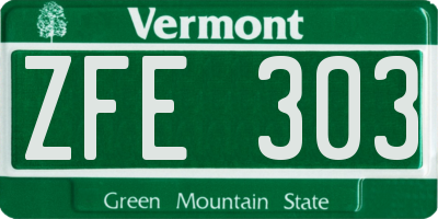 VT license plate ZFE303