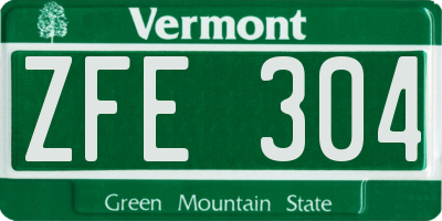 VT license plate ZFE304