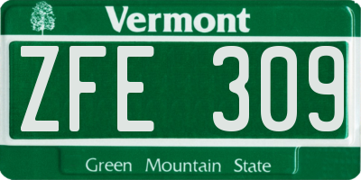 VT license plate ZFE309