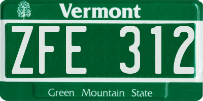 VT license plate ZFE312