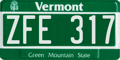 VT license plate ZFE317