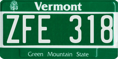 VT license plate ZFE318