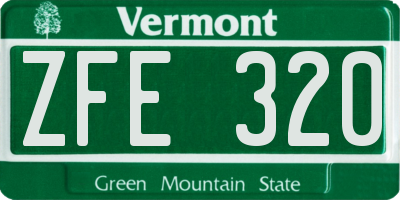 VT license plate ZFE320