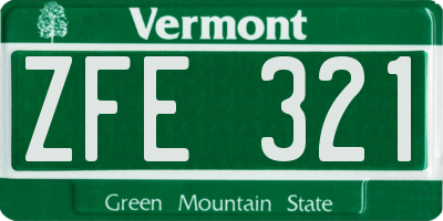 VT license plate ZFE321