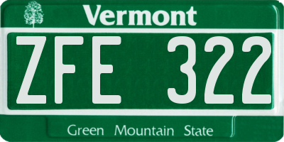 VT license plate ZFE322
