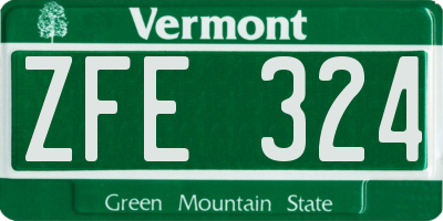 VT license plate ZFE324