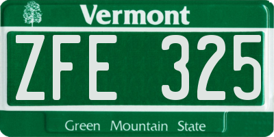 VT license plate ZFE325