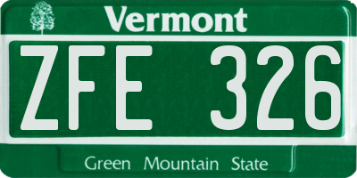 VT license plate ZFE326