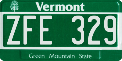 VT license plate ZFE329