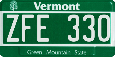VT license plate ZFE330