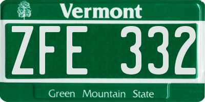 VT license plate ZFE332
