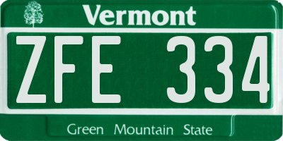 VT license plate ZFE334