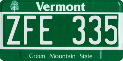 VT license plate ZFE335