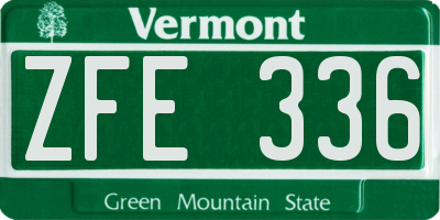 VT license plate ZFE336