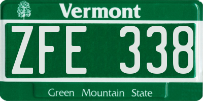 VT license plate ZFE338