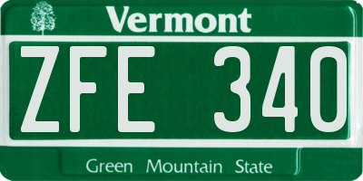 VT license plate ZFE340