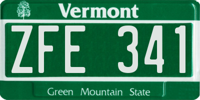 VT license plate ZFE341
