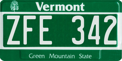 VT license plate ZFE342