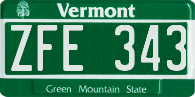 VT license plate ZFE343
