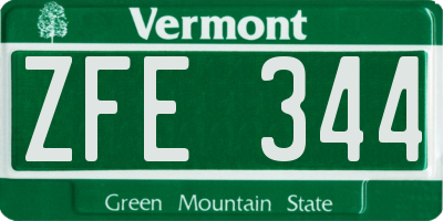 VT license plate ZFE344