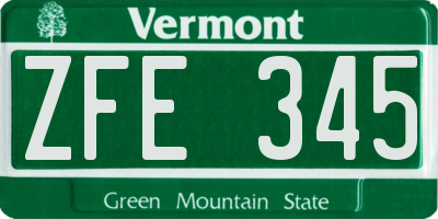VT license plate ZFE345