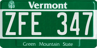 VT license plate ZFE347